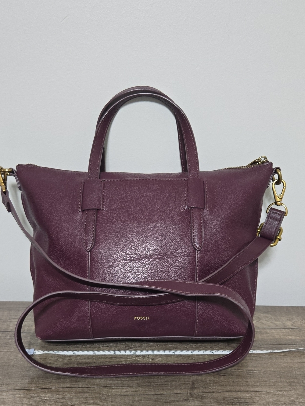Fossil Leather Satchel in Plum